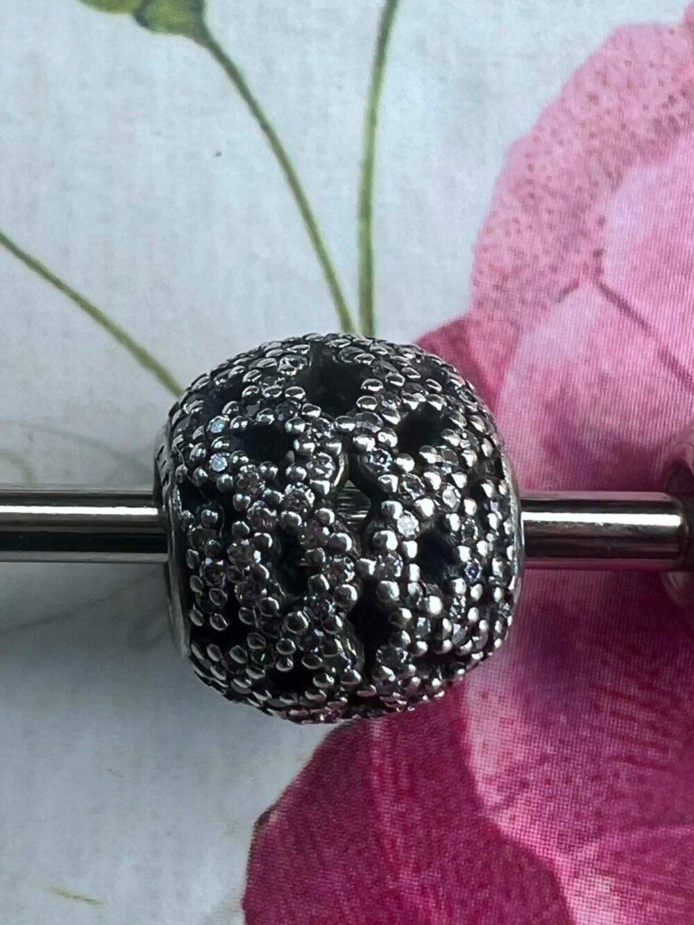 Authentic Pandora Shimmering Lace Charm #791284CZ